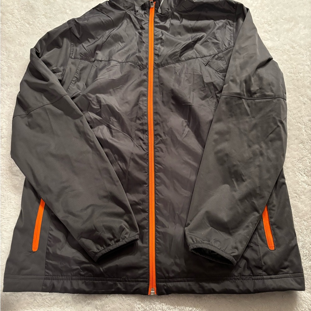 Men's Gray Jacket with Orange Accents